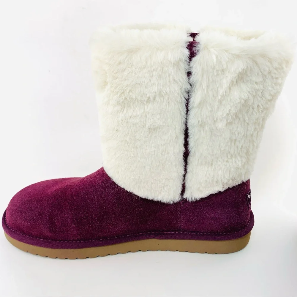 NEW Koolaburra by UGG Women’s Faux Fur Winter Boots Size 9 US - Plum & White - Picture 10 of 15